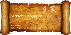 Glaser Benjámin névjegykártya